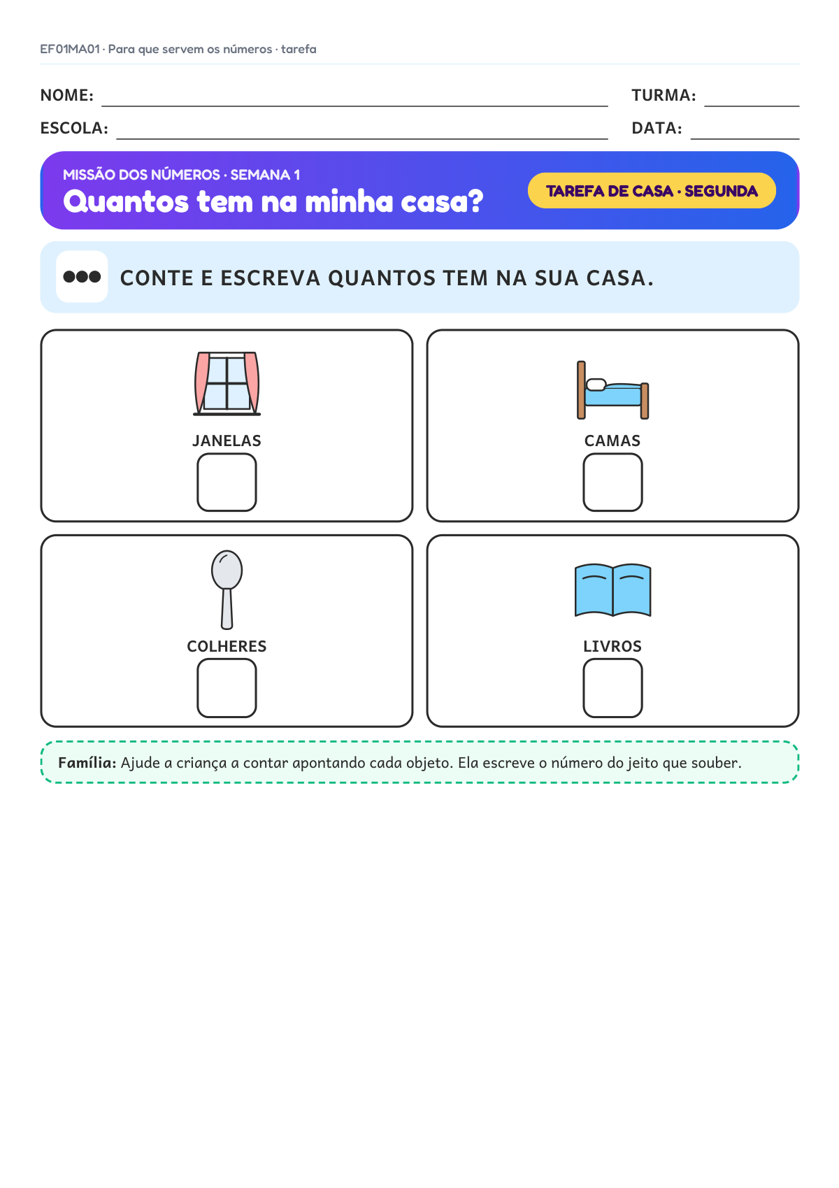 Para que servem os números · 1º ano · EF01MA01 — imagem 2