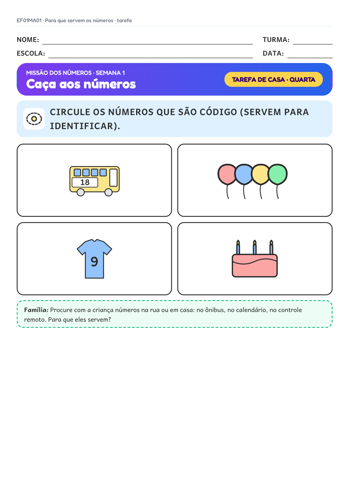 Para que servem os números · 1º ano · EF01MA01 — imagem 3