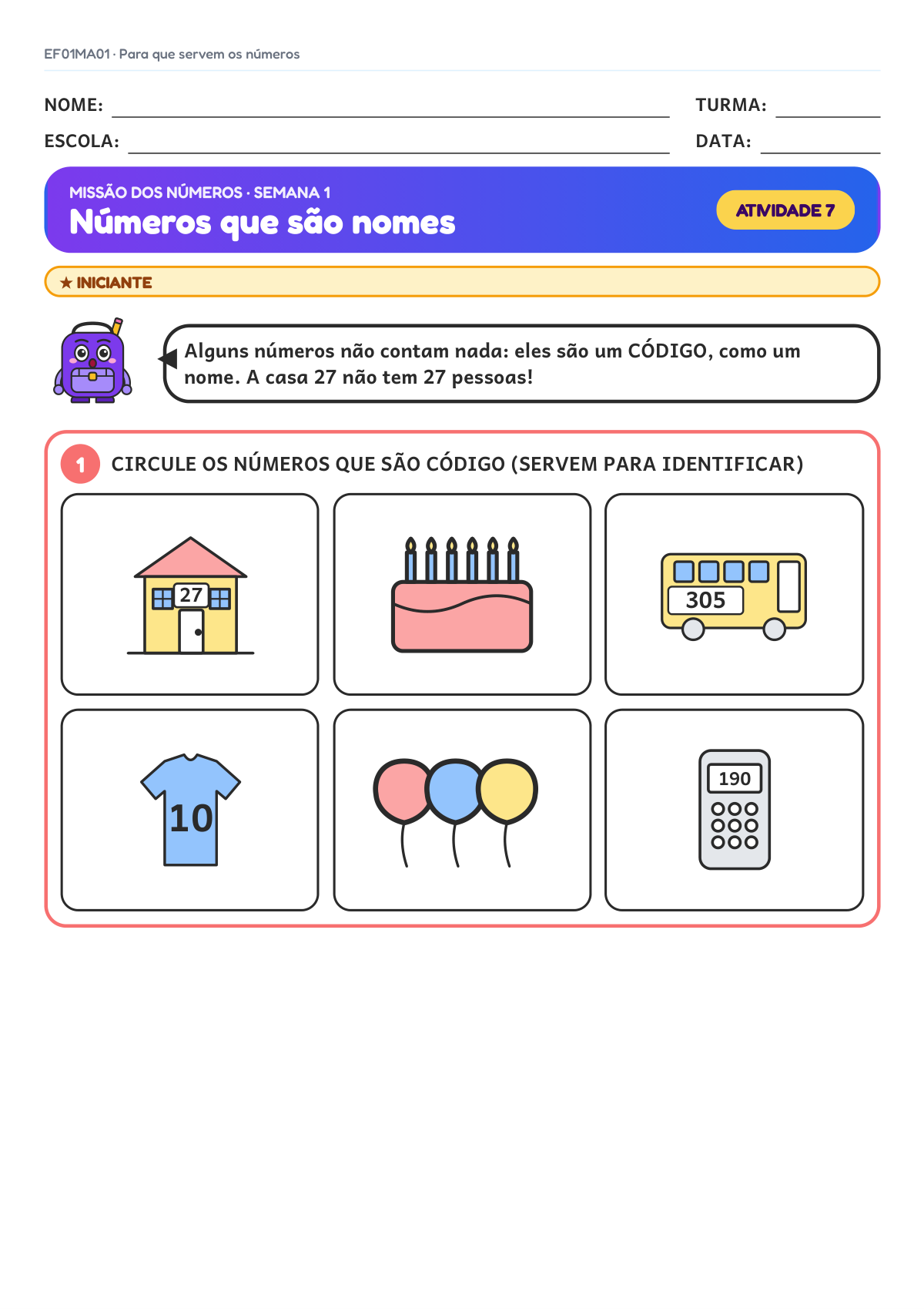 Kit: Para que servem os números · 1º ano · EF01MA01 — imagem 4