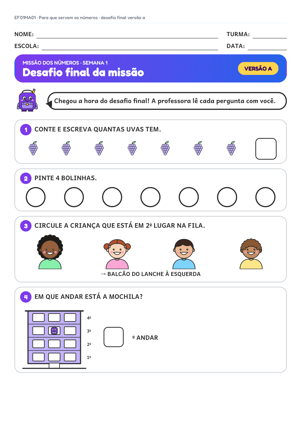 Para que servem os números · 1º ano · EF01MA01 — imagem 3