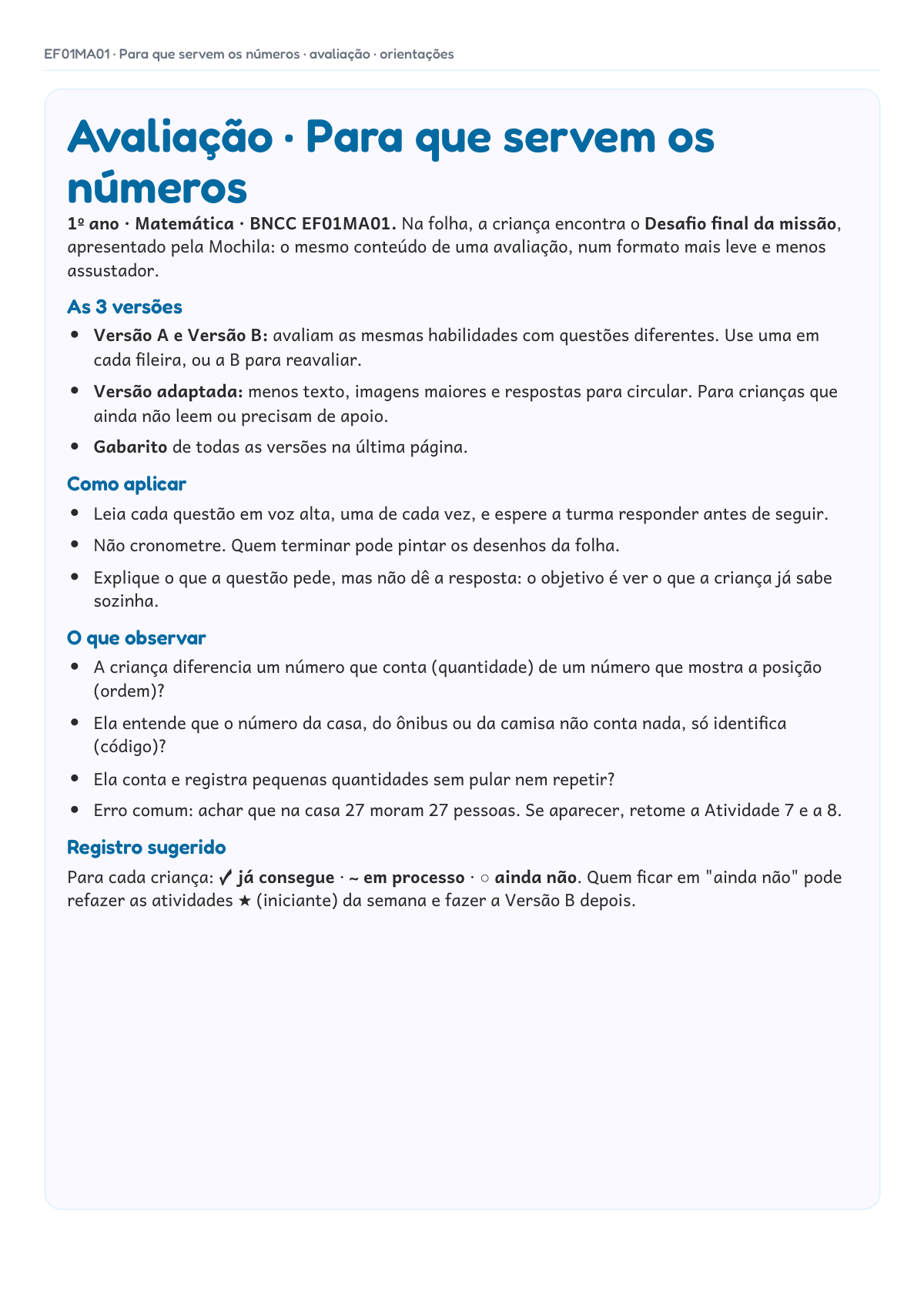 Para que servem os números · 1º ano · EF01MA01 — imagem 2